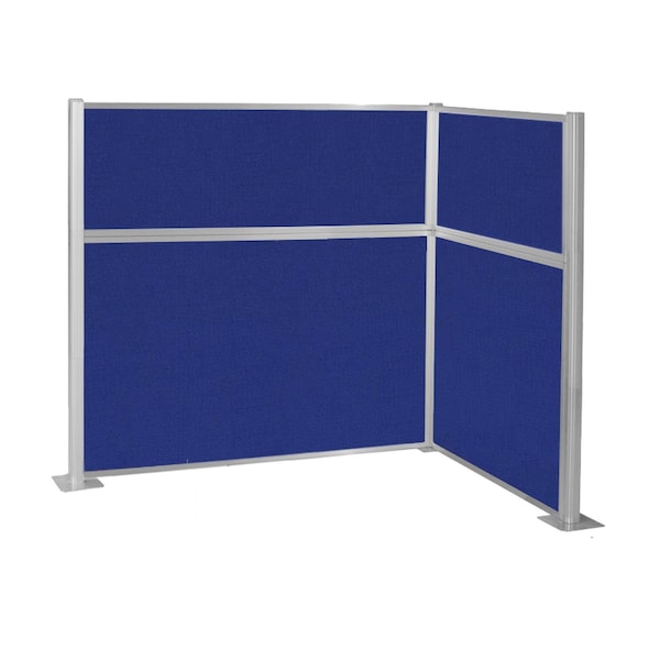 Pre-Configured Hush Panel Cubicle (L Shape) 6' x 4' Royal Blue Fabric